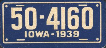 1939 Goudey Auto License Plates (R19-4) #NNO Iowa Front