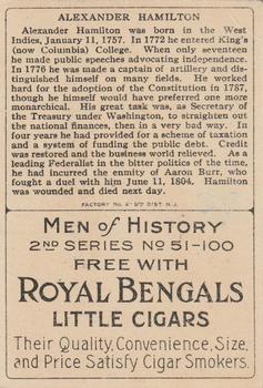 1911 American Tobacco Company Heroes of History / Men of History (T68) #NNO Alexander Hamilton Back