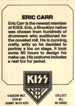 1978 Donruss Kiss #36 Eric Carr Back