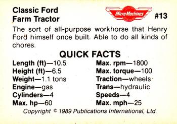 1989 Micro Machines Microcards #13 Classic Ford Farm Tractor Back