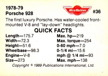 1989 Micro Machines Microcards #36 1978-79 Porsche 928 Back