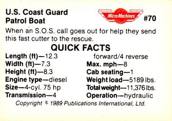 1989 Micro Machines Microcards #70 US Coast Guard Patrol Boat Back