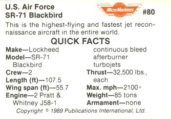1989 Micro Machines Microcards #80 US Air Force SR-71 Blackbird Back