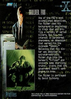 1995 Topps The X-Files Season One #4 Mulder, Fox Back
