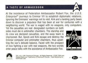 1991 Impel Star Trek 25th Anniversary #45 A Taste of Armageddon Back