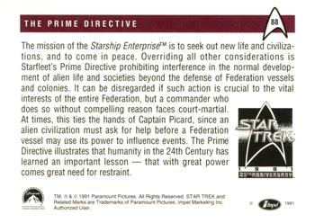1991 Impel Star Trek 25th Anniversary #88 The Prime Directive Back