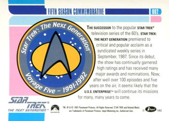 1992 Impel Star Trek: The Next Generation #002 Fifth Season Commemorative Back