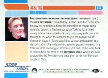 1992 Impel Star Trek: The Next Generation #018 Lieutenant Tasha Yar Back