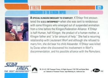 1992 Impel Star Trek: The Next Generation #021 K'Ehleyr Back