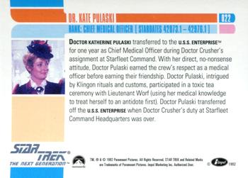 1992 Impel Star Trek: The Next Generation #022 Dr. Kate Pulaski Back