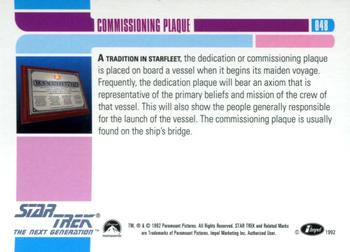 1992 Impel Star Trek: The Next Generation #048 Commissioning Plaque Back