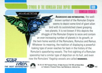 1992 Impel Star Trek: The Next Generation #080 Symbol of the Romulan Star Empire Back