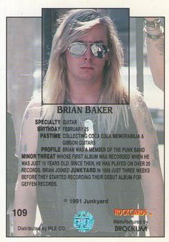 1991 Brockum Rock Cards #109 Brian Baker Back