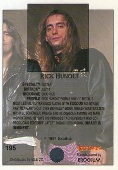 1991 Brockum Rock Cards #195 Rick Hunolt Back