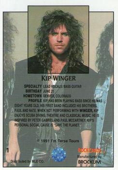 1991 Brockum Rock Cards #1 Kip Winger Back