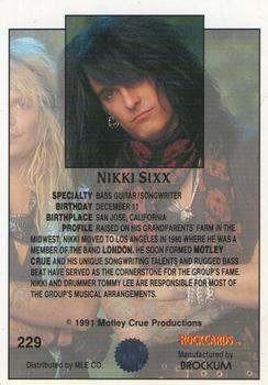 1991 Brockum Rock Cards #229 Nikki Sixx Back