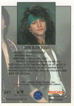1991 Brockum Rock Cards #241 Jon Bon Jovi Back