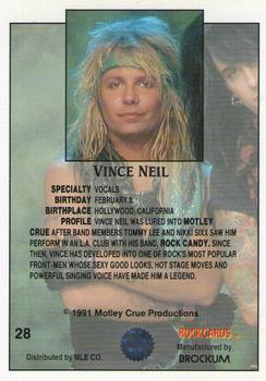 1991 Brockum Rock Cards #28 Vince Neil Back