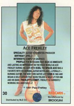 1991 Brockum Rock Cards #30 Ace Frehley Back