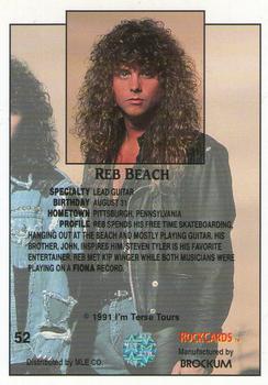 1991 Brockum Rock Cards #52 Reb Beach Back