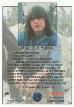 1991 Brockum Rock Cards #56 Malcolm Young Back