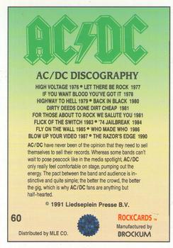 1991 Brockum Rock Cards #60 AC/DC Back