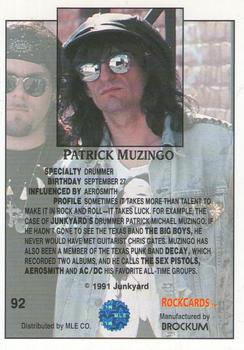1991 Brockum Rock Cards #92 Patrick Muzingo Back