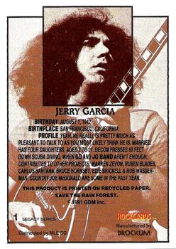 1991 Brockum Rock Cards - Grateful Dead Legacy #1 Jerry Garcia Back