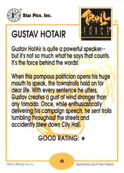 1992 Star Pics Troll Force #6 Gustav HotAir Back