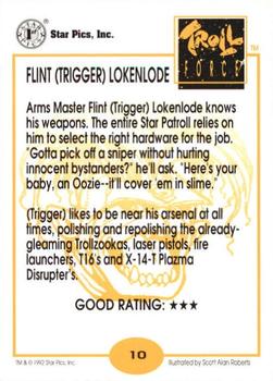 1992 Star Pics Troll Force #10 Flint (Trigger) Lokenlode Back