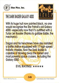 1992 Star Pics Troll Force #38 The Dark Raider Galaxy 4000 Back