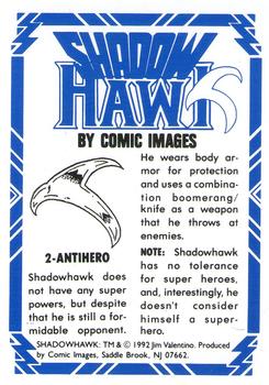 1992 Comic Images Shadow Hawk #2 Anithero Back