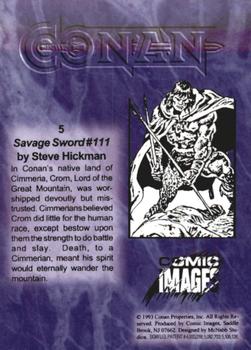 1993 Comic Images Conan Series 1 #5 Savage Sword #111 Back