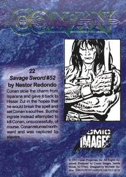 1993 Comic Images Conan Series 1 #22 Savage Sword #52 Back