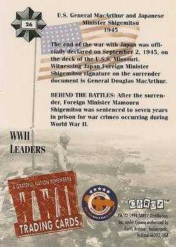 1994 Cardz World War II #26 U.S. General MacArthur and Japanese Minister Shigemitsu Back
