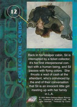 1995 Comic Images Species #12 Back in her sleeper cabin, Sil is interrupted by a ticket... Back