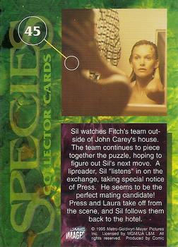 1995 Comic Images Species #45 Sil watches Fitch's team outside of John Carey's house. Back