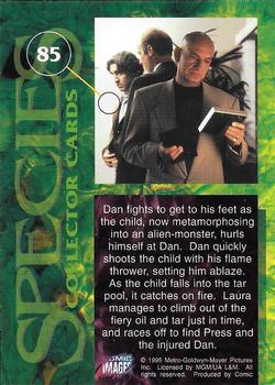 1995 Comic Images Species #85 Dan fights to get to his feet as the child, now... Back