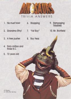 1992 Pro Set Dinosaurs - Trivia Questions #1 Trivia Questions 1-10 Back
