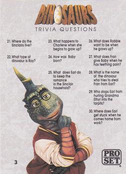 1992 Pro Set Dinosaurs - Trivia Questions #3 Trivia Questions 21-30 Front