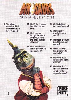 1992 Pro Set Dinosaurs - Trivia Questions #5 Trivia Questions 41-50 Front