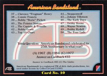 1993 Collect-A-Card American Bandstand #10 Checklist Card #1 Back