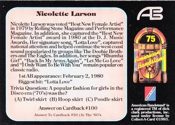 1993 Collect-A-Card American Bandstand #75 Nicolette Larson Back