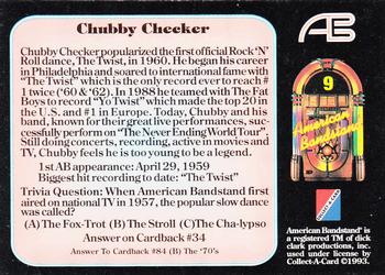 1993 Collect-A-Card American Bandstand #9 Chubby Checker Back