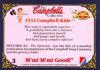 1995 Collect-A-Card Campbell’s Soup Collection #3 1932 Campbell Kids Back