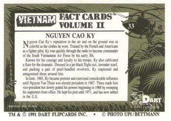 1991 Dart Vietnam Facts Volume II #33 Nguyen Cao Ky Back