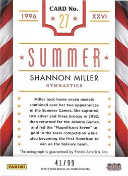 2012 Panini Americana Heroes & Legends - Olympics Signatures #27 Shannon Miller Back