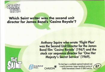 2003 Cards Inc. Best of the Saint #87 Q: Which Saint writer was the second unit di Back