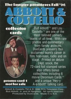 1996 DuoCards Abbott and Costello #P1 Bud Abbott / Lou Costello Back