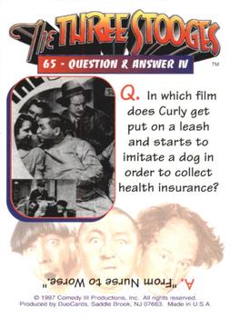 1997 DuoCards The Three Stooges #65 Question & Answer IV Back